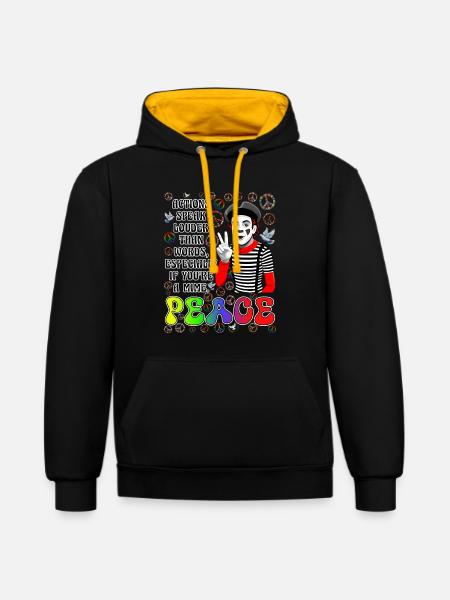 Frieden ist das Wichtigste - Kontrast-Hoodie - Schwarz/Gold