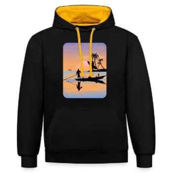 Chase the Sun - Kontrast-Hoodie - Schwarz/Gold - Vorne - Anna (173cm) & Nico (186cm)