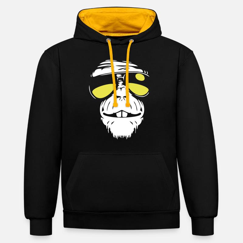 Cool Monkey - Singe cool - Sweat à capuche contrasté - noir/or