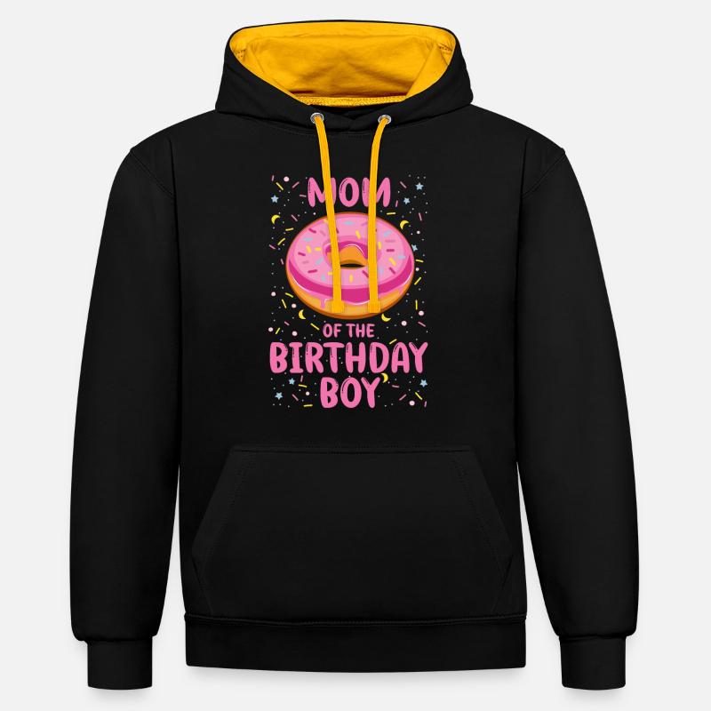 Mère du garçon d’anniversaire - Sweat à capuche contrasté - noir/or