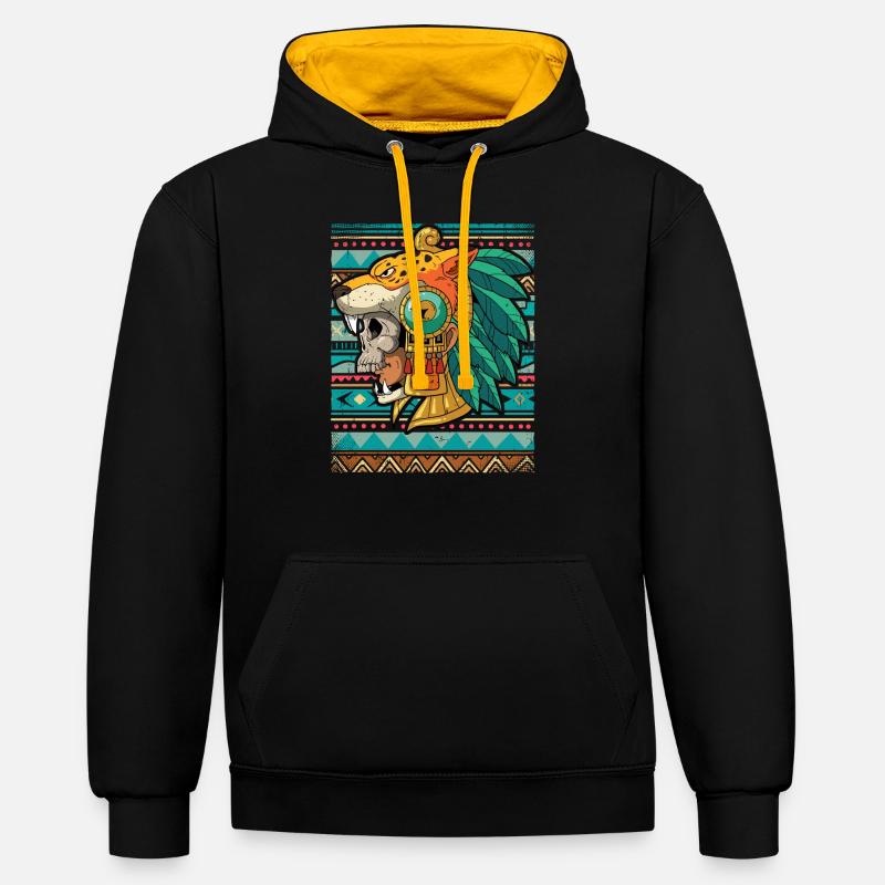 Mexican Aztec warrior Aztecs - Contrast hoodie - black/gold