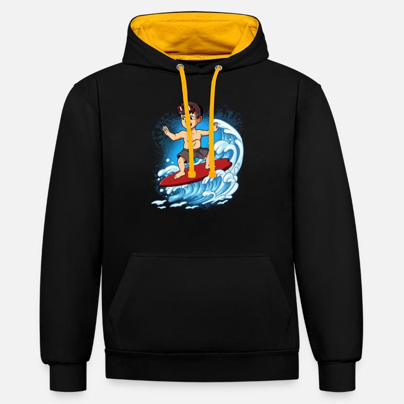 Surfeurs de vagues Surfeurs Surfeurs - Sweat à capuche contrasté - noir/or