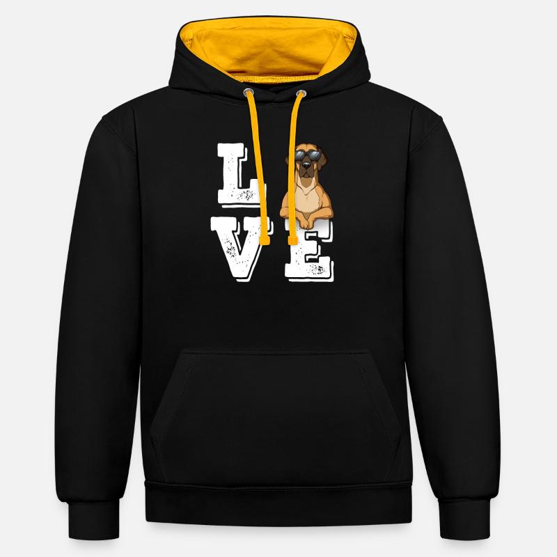 Amour Grand Danois - Sweat à capuche contrasté - noir/or