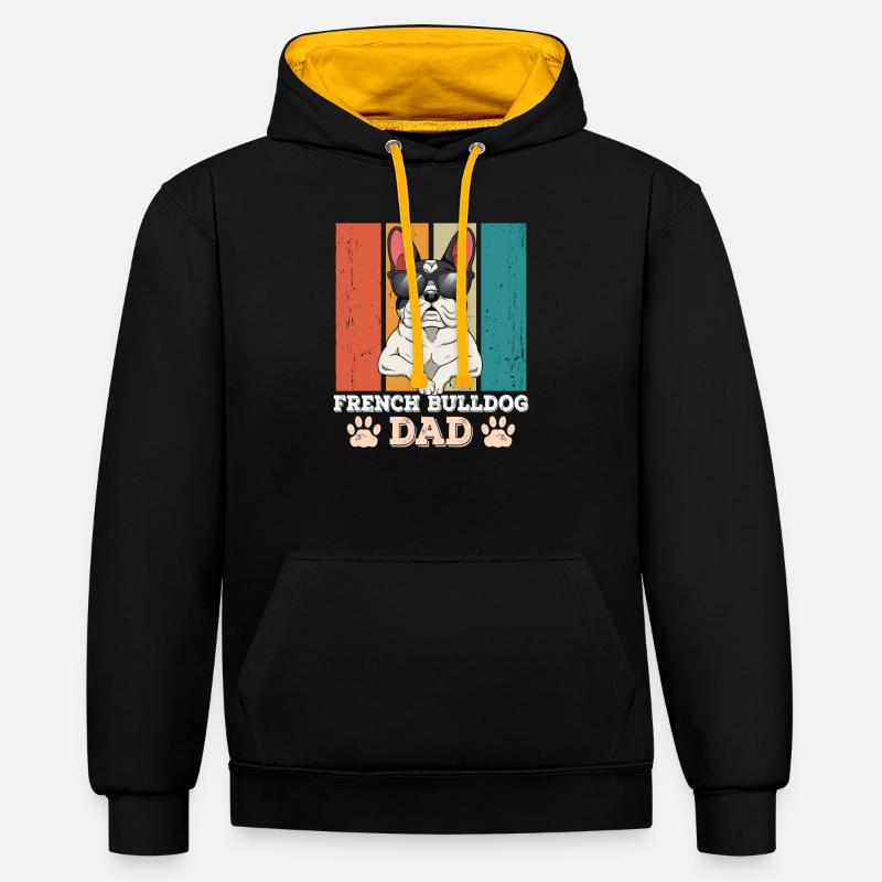 Papa bouledogue français - Sweat à capuche contrasté - noir/or