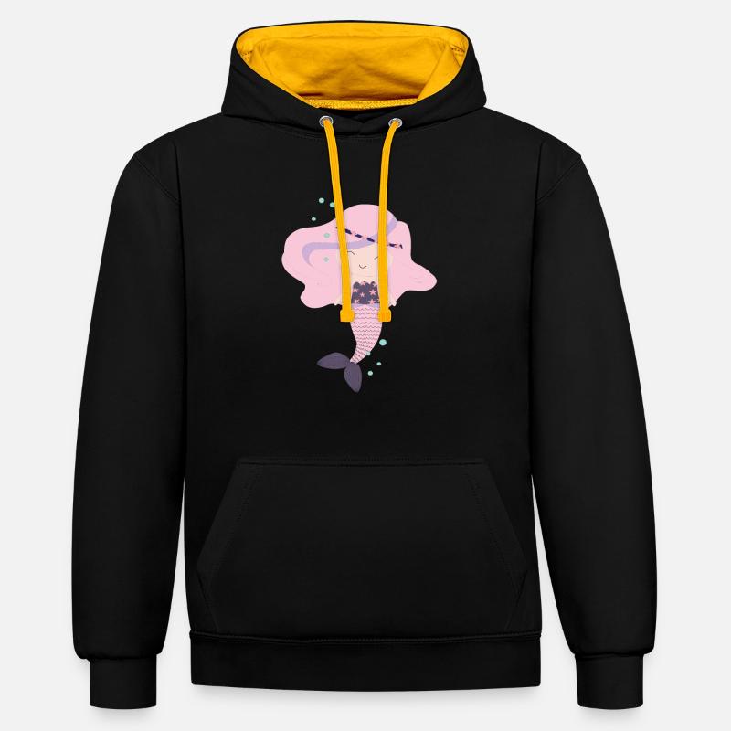 Conception de sirène sirène sirène - Sweat à capuche contrasté - noir/or
