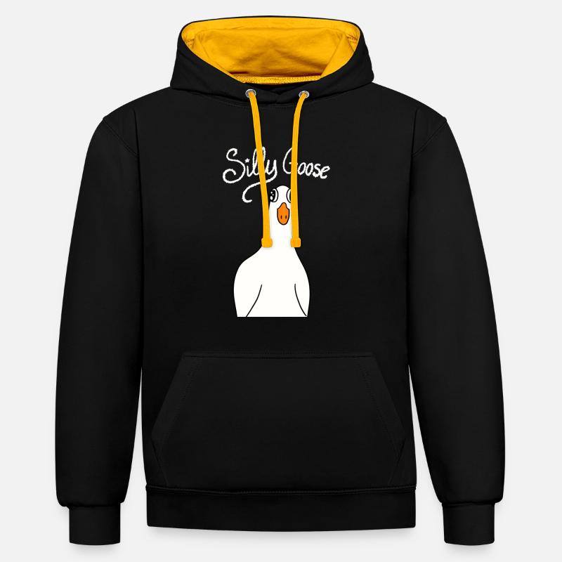 Lettrage blanc Silly Goose - Sweat à capuche contrasté - noir/or
