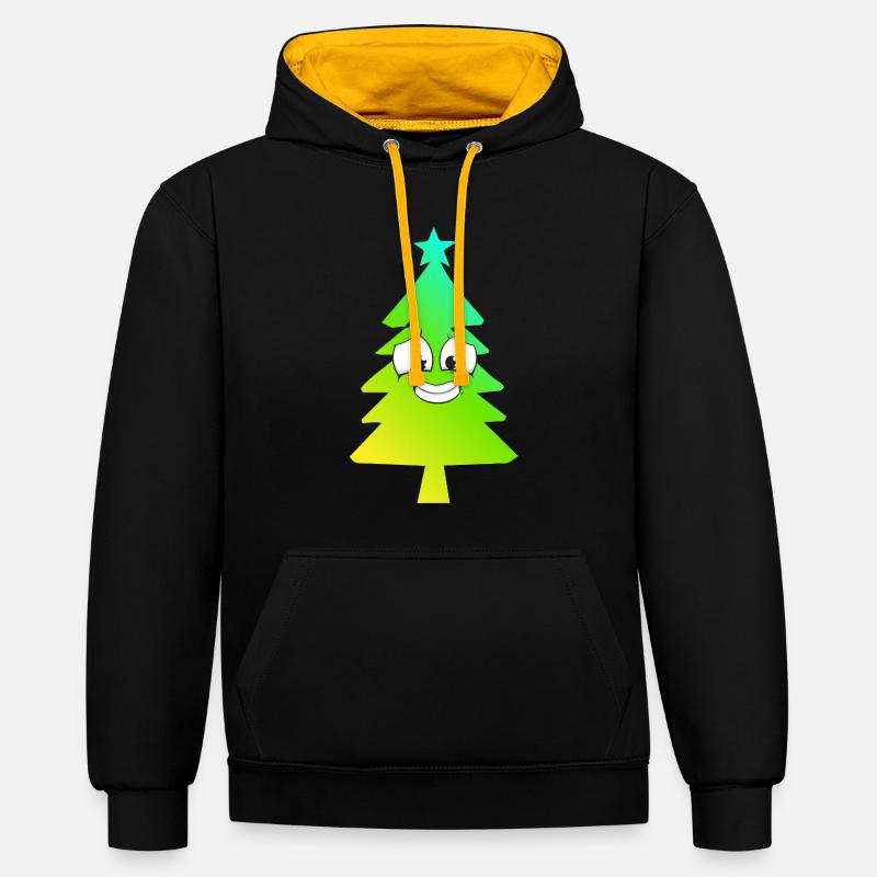 Arbre de Noël Gradient Sourire - Sweat à capuche contrasté - noir/or