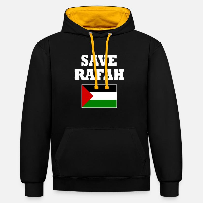 Save rafah - Sweat à capuche contrasté - noir/or
