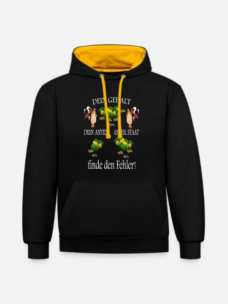 Finde den Fehler ! - Kontrast-Hoodie - Schwarz/Gold