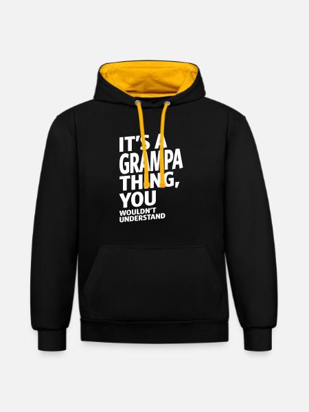 Es ist eine Opa-Sache - Kontrast-Hoodie - Schwarz/Gold