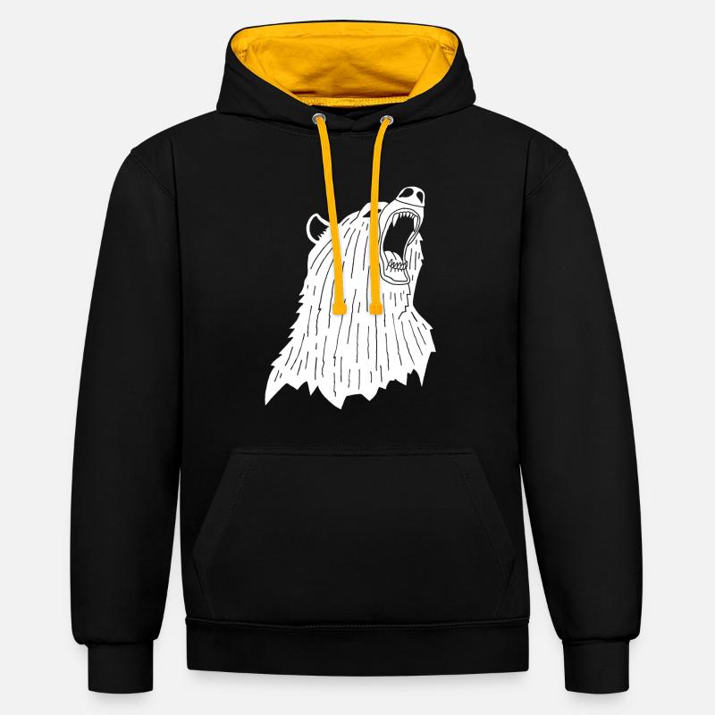 Wütender Eisbär - Kontrast-Hoodie - Schwarz/Gold