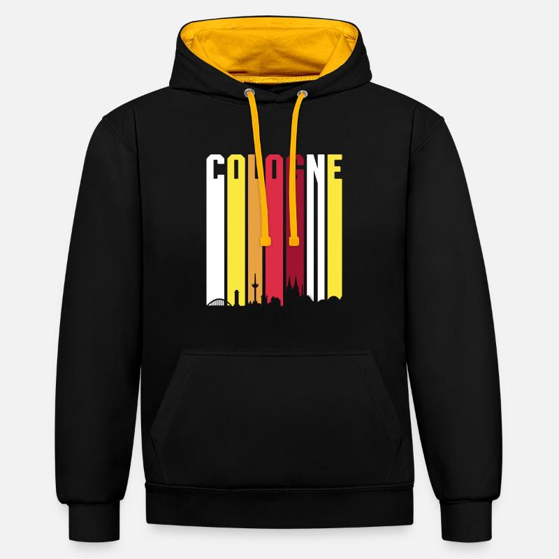 Retro Cologne Cologne Skyline cadeau - Sweat à capuche contrasté - noir/or