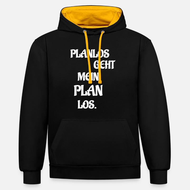 PLANLOS VA MON PLAN LOS - Sweat à capuche contrasté - noir/or