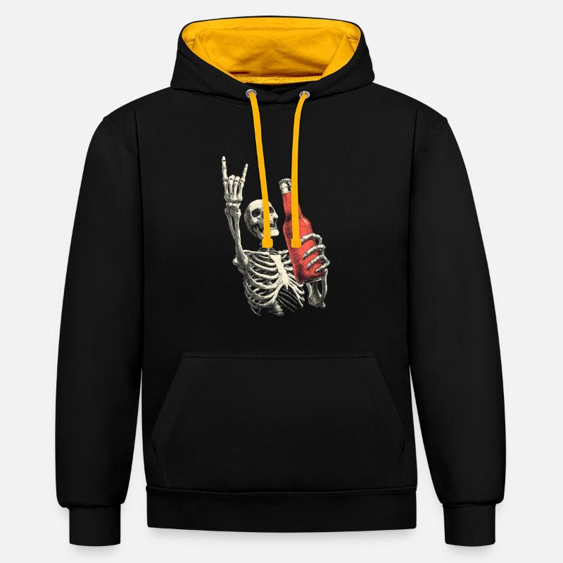 Skeleton with Bottle Party - Contrast hoodie - black/gold