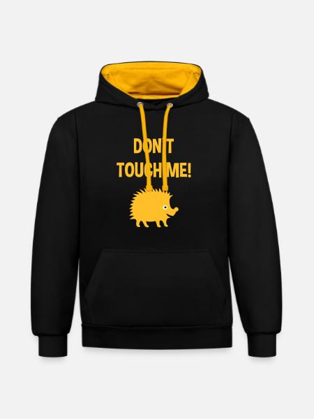 Don't touch me (Igel) - Kontrast-Hoodie - Schwarz/Gold