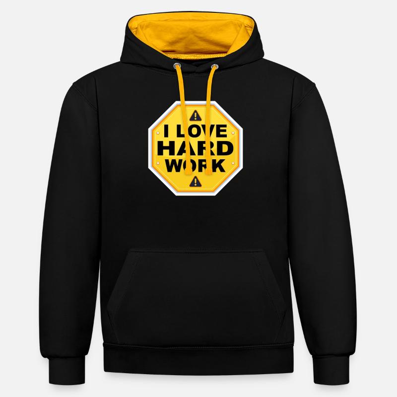 J’aime travailler dur - Sweat à capuche contrasté - noir/or