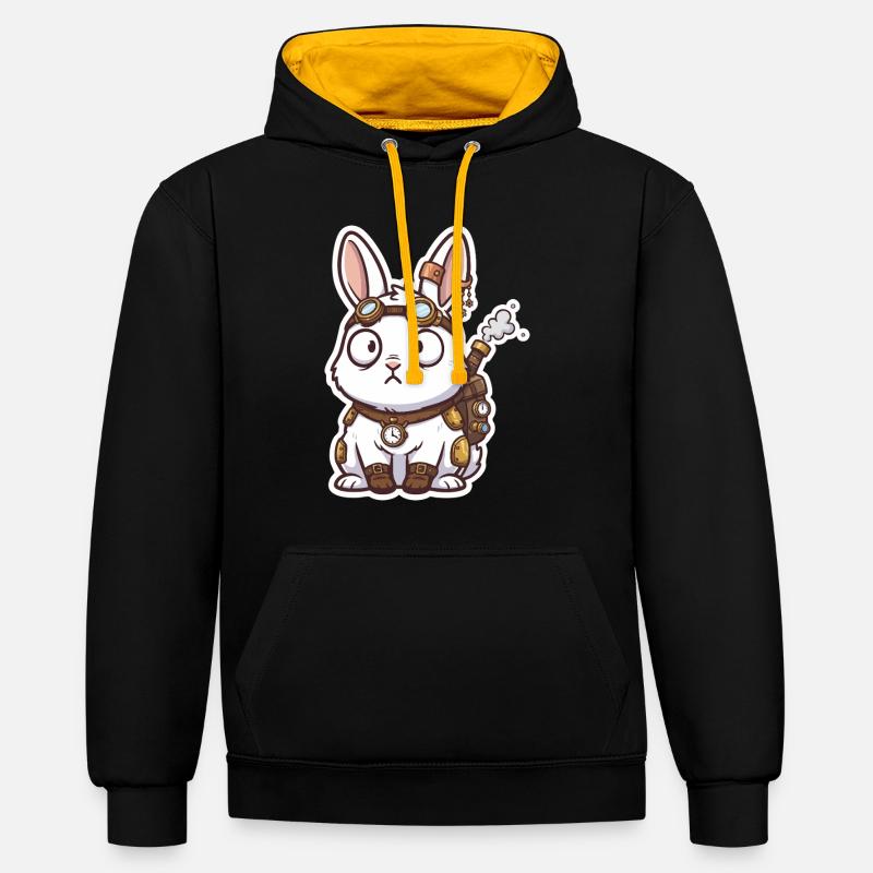 Lapin Steampunk Messager Sac-à-Dos Vapeur - Sweat à capuche contrasté - noir/or