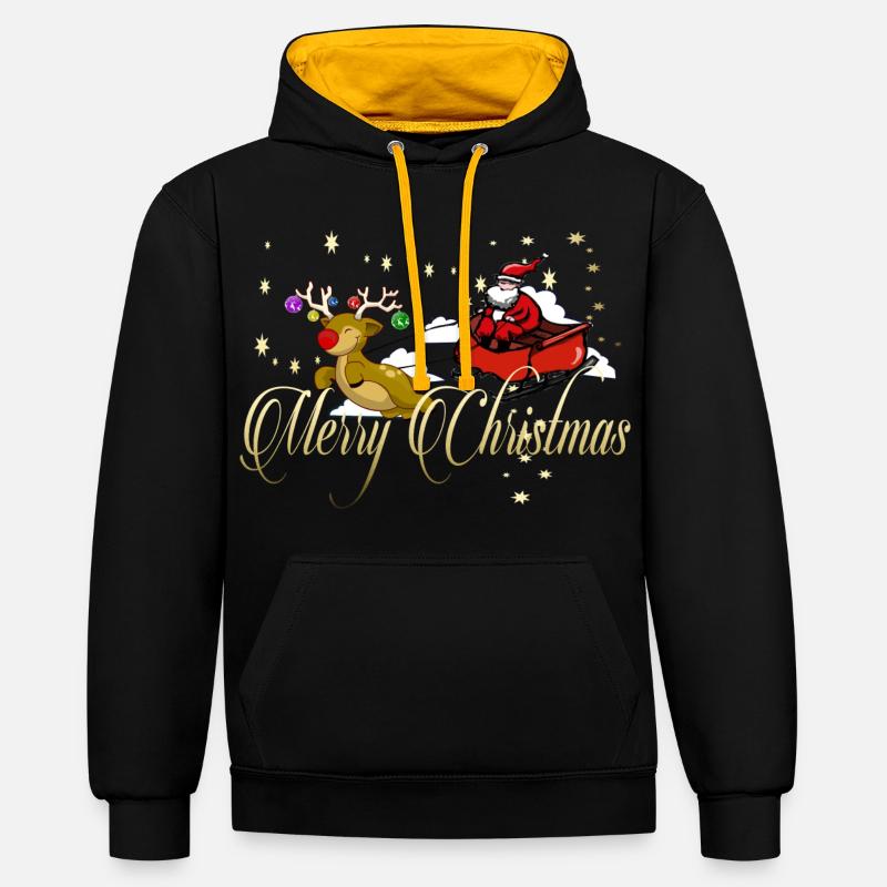 Joyeux Noël - Sweat à capuche contrasté - noir/or