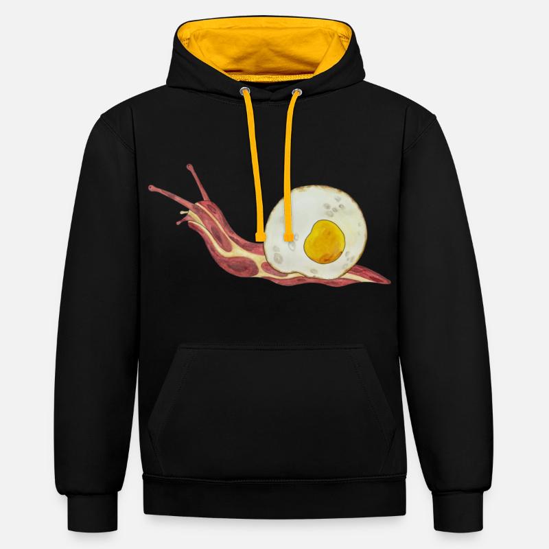 Baconschnecke Bacon and egg Spiegelei - Kontrast-Hoodie - Schwarz/Gold