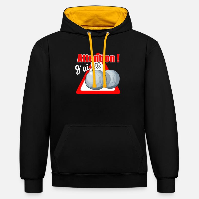 Attention j'ai les boules ! - Sweat à capuche contrasté - noir/or