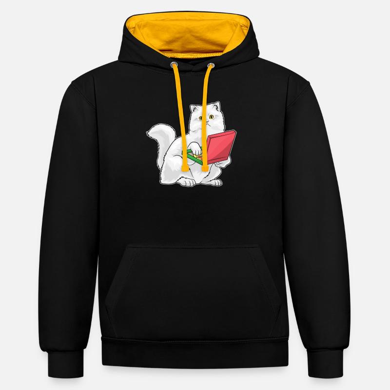 Pizza Chat Persan - Sweat à capuche contrasté - noir/or