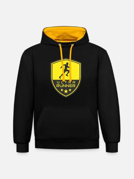 ULTRA RUNNER LOGO - Contrast hoodie - black/gold