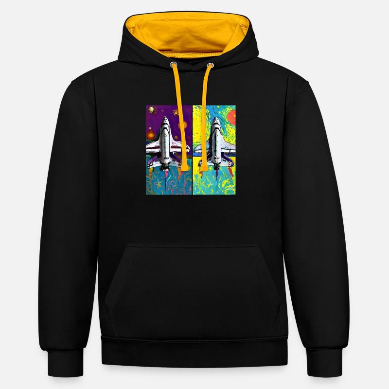 navette spatiale van gogh - Sweat à capuche contrasté - noir/or