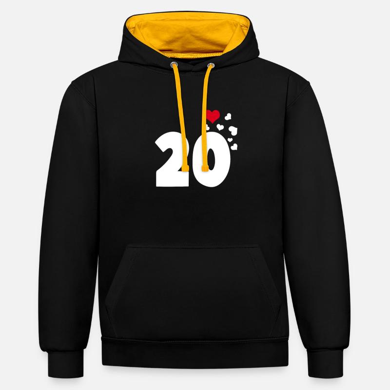 20 cœurs 20e anniversaire - Sweat à capuche contrasté - noir/or