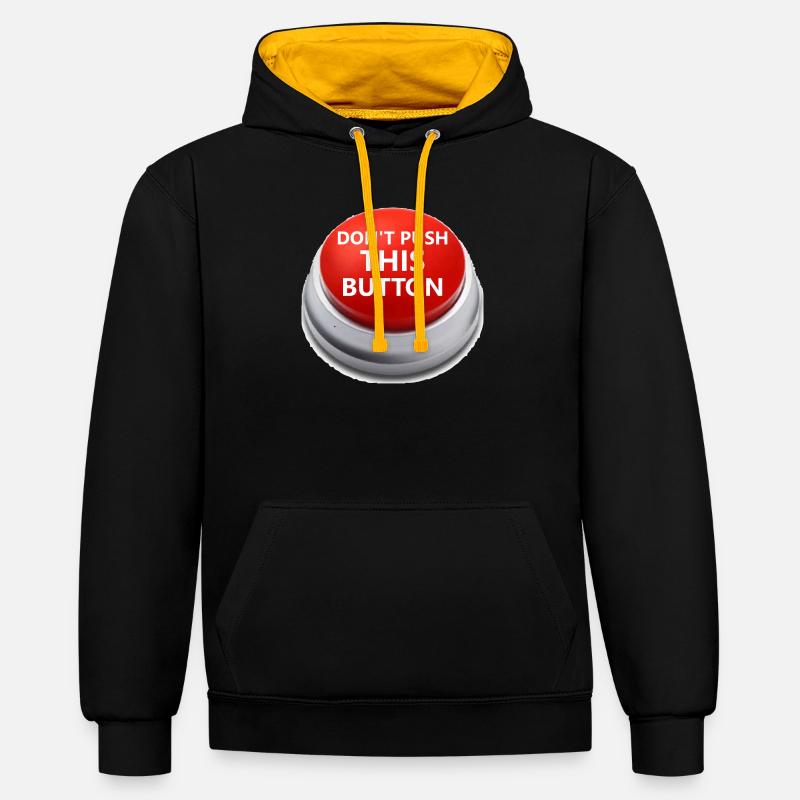 Don´t push this button - Kontrast-Hoodie - Schwarz/Gold