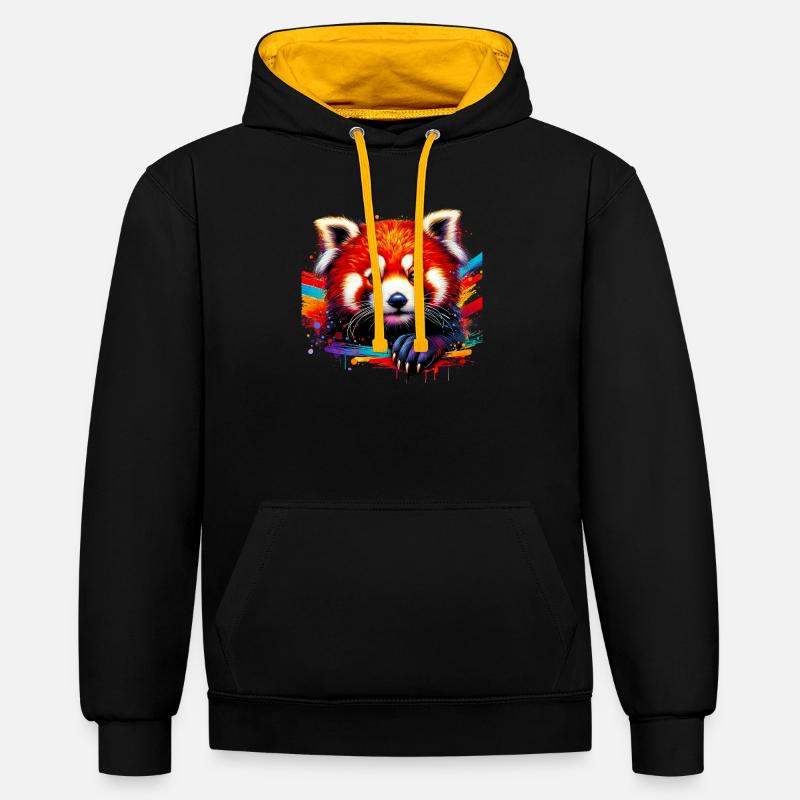 Petit panda - Sweat à capuche contrasté - noir/or