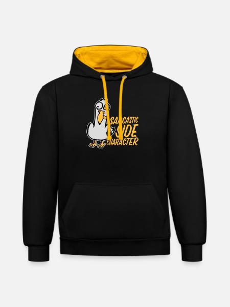 Crazy Seagull Sarcastic Side Character Funny - Contrast hoodie - black/gold