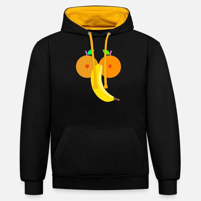 fruit - Sweat à capuche contrasté - noir/or