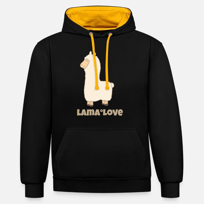 Lama Love - Sweat à capuche contrasté - noir/or