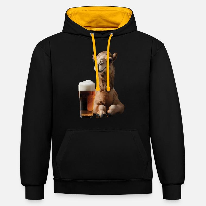 Kamel Bier - Kontrast-Hoodie - Schwarz/Gold