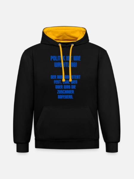 Politik - Kontrast-Hoodie - Schwarz/Gold