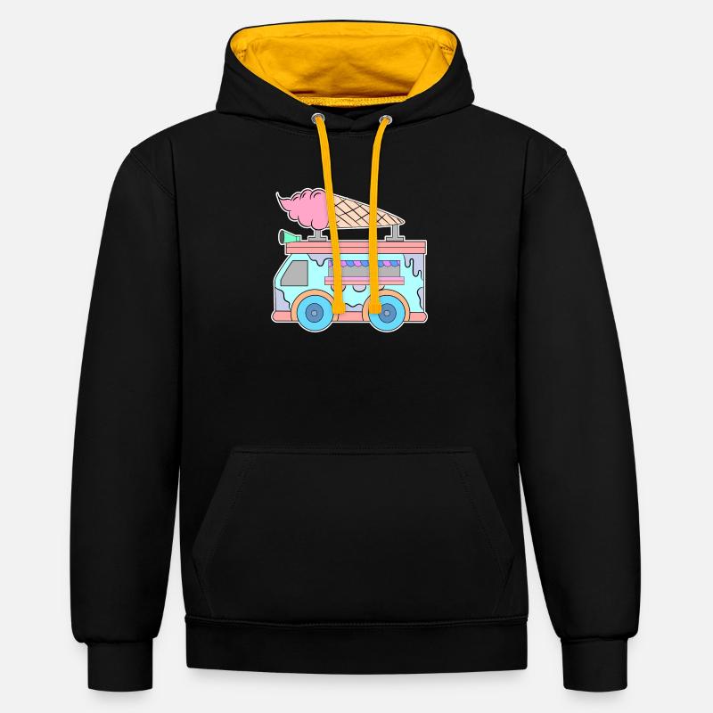 Kids Eiscreme - Kontrast-Hoodie - Schwarz/Gold