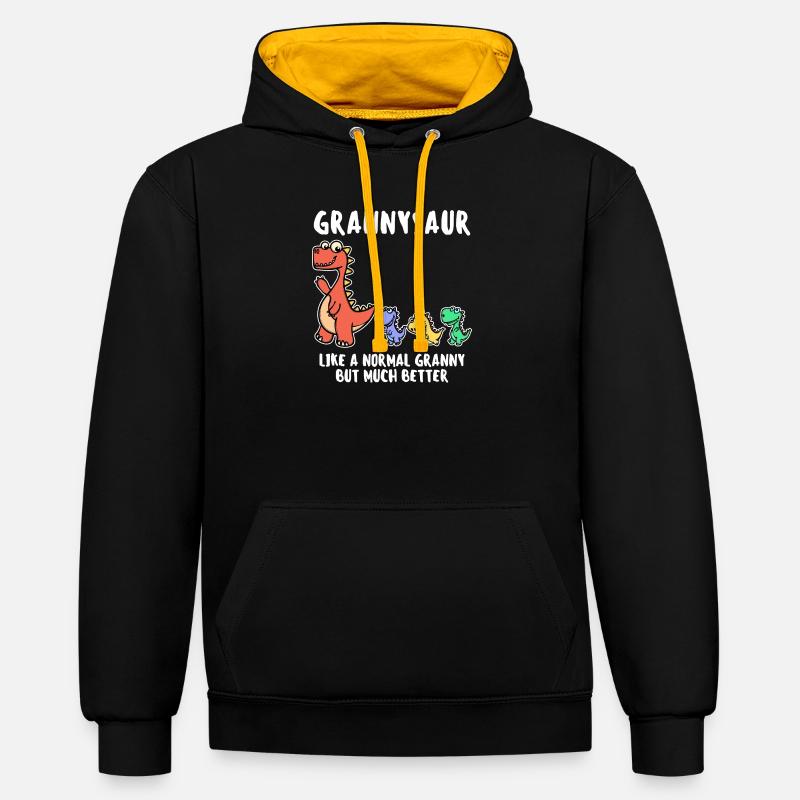 Oma Cool Statement Großmutter Dinosaurier - Kontrast-Hoodie - Schwarz/Gold