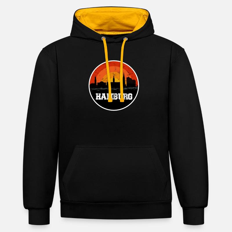 Hamburg Skyline Original - Sweat à capuche contrasté - noir/or