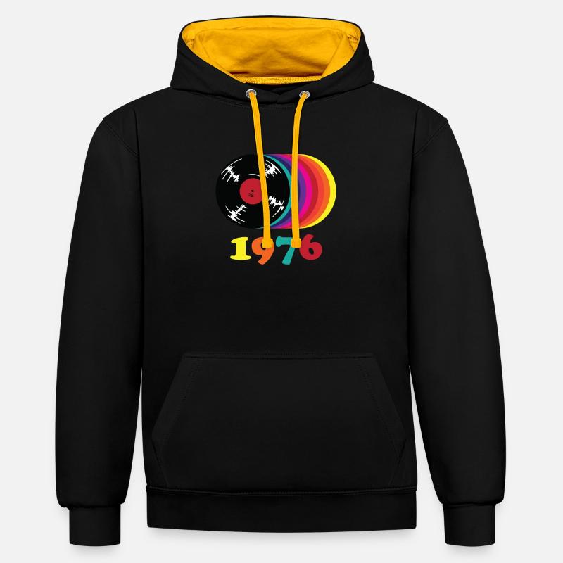 Millésime 1976 - Sweat à capuche contrasté - noir/or