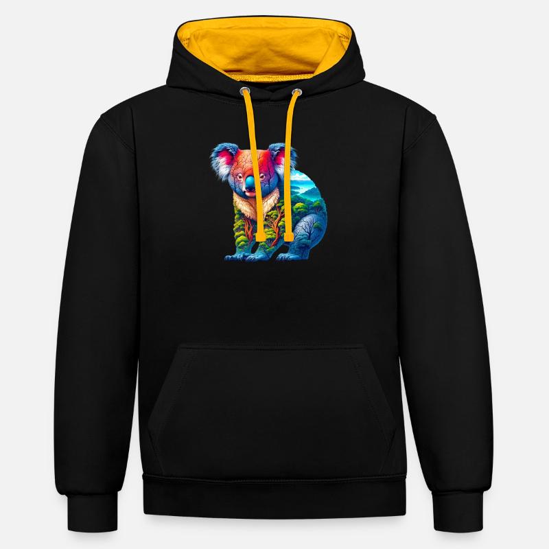 Koala - Sweat à capuche contrasté - noir/or