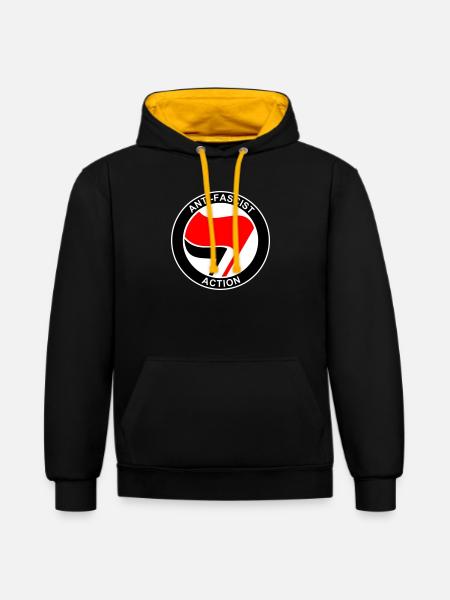 ANTIFA-Logo - Kontrast-Hoodie - Schwarz/Gold