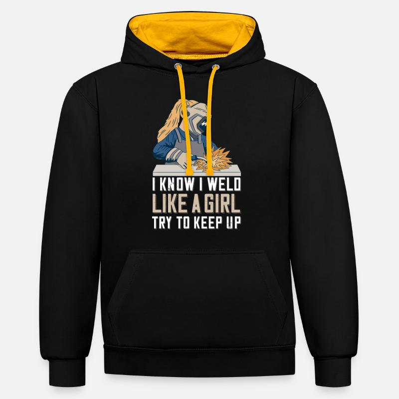 Welder Mama pour soudeurs et - Sweat à capuche contrasté - noir/or