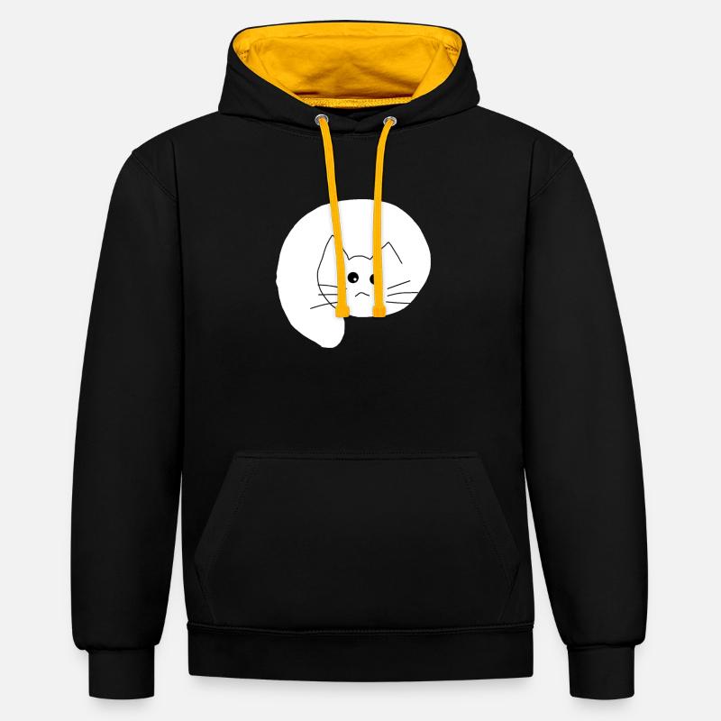 Chat blanc 1 - Sweat à capuche contrasté - noir/or