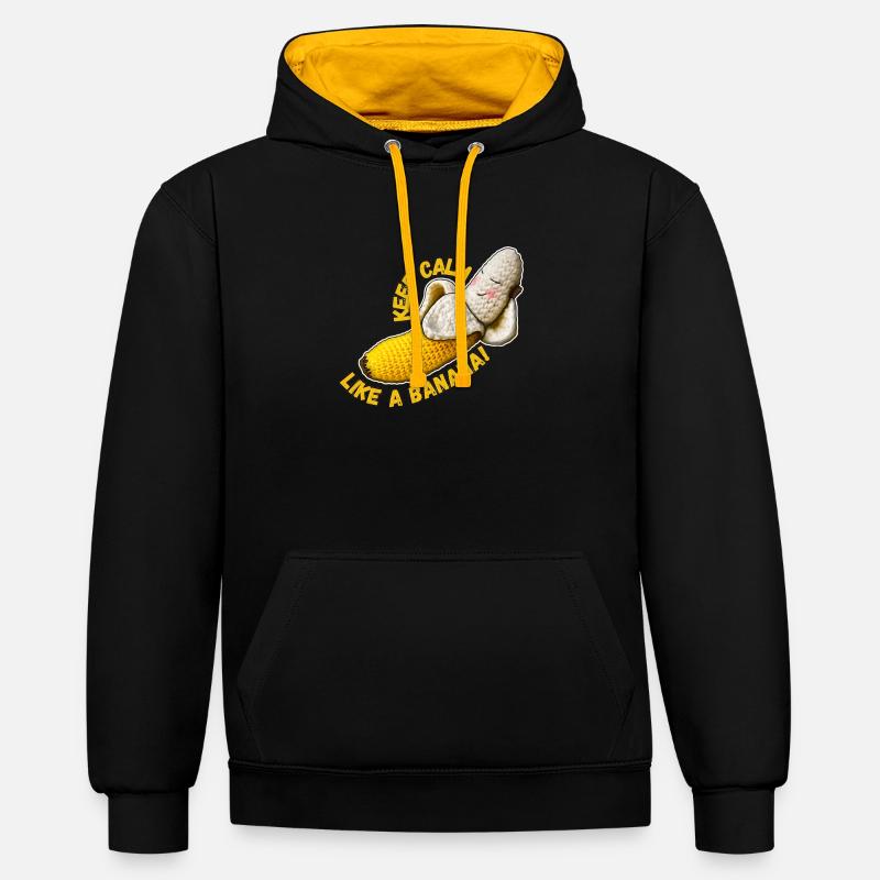 Restez calme comme une banane - Sweat à capuche contrasté - noir/or