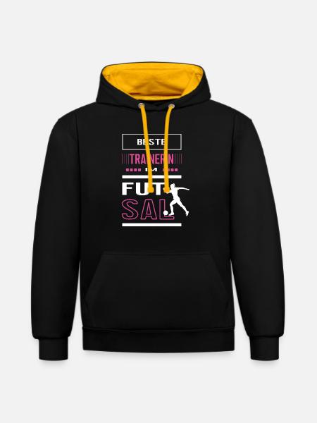 Beste Futsal Trainerin Futsaltrainerin Spiel - Kontrast-Hoodie - Schwarz/Gold