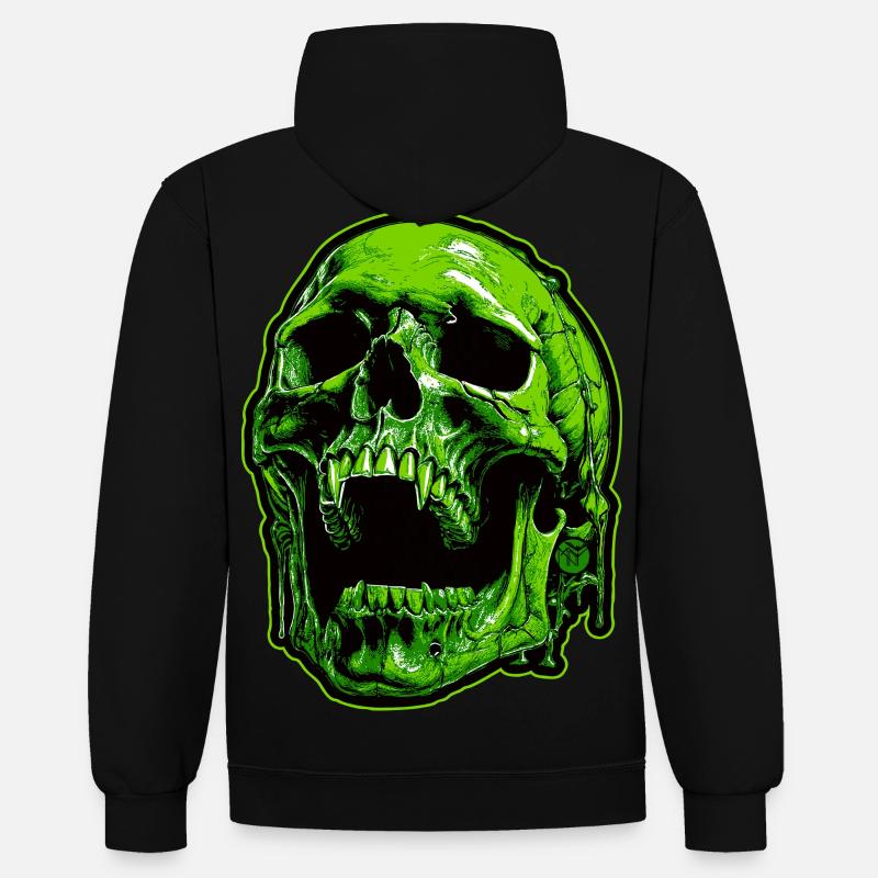 Crâne de vampire vert - Sweat à capuche contrasté - noir/or