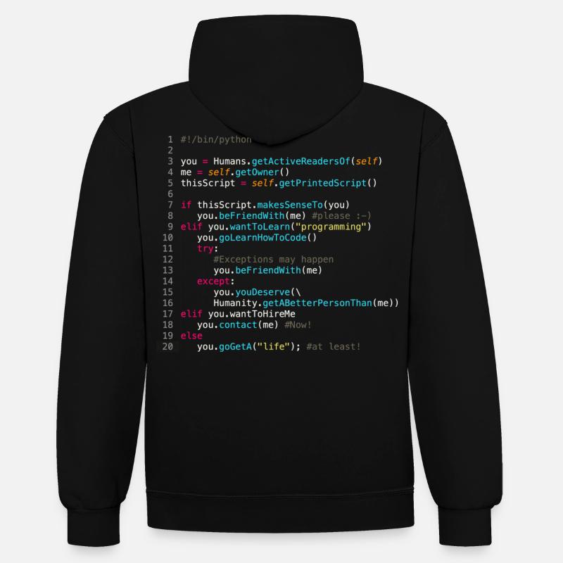 Sei mit Programmierern befreundet (in Python) - Kontrast-Hoodie - Schwarz/Gold