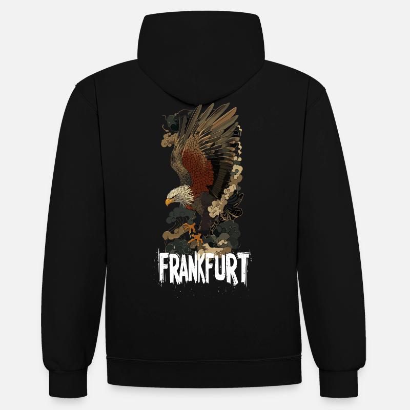 Frankfurt Eagle Spread FFM Patriots - Sweat à capuche contrasté - noir/or