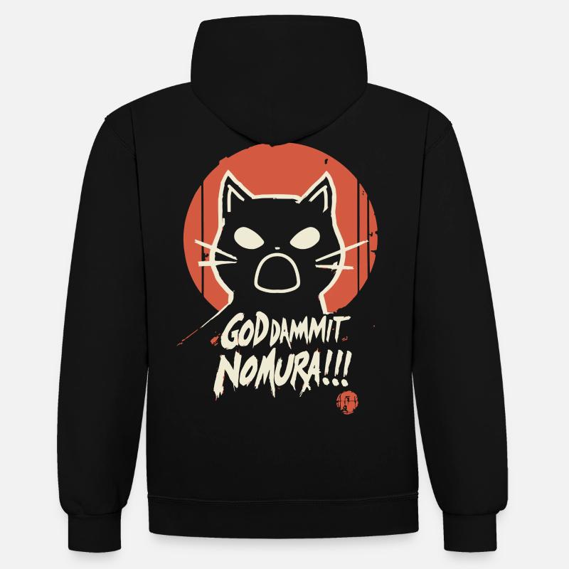 Goddammit Nomura – Katzen Design - Sweat à capuche contrasté - noir/or