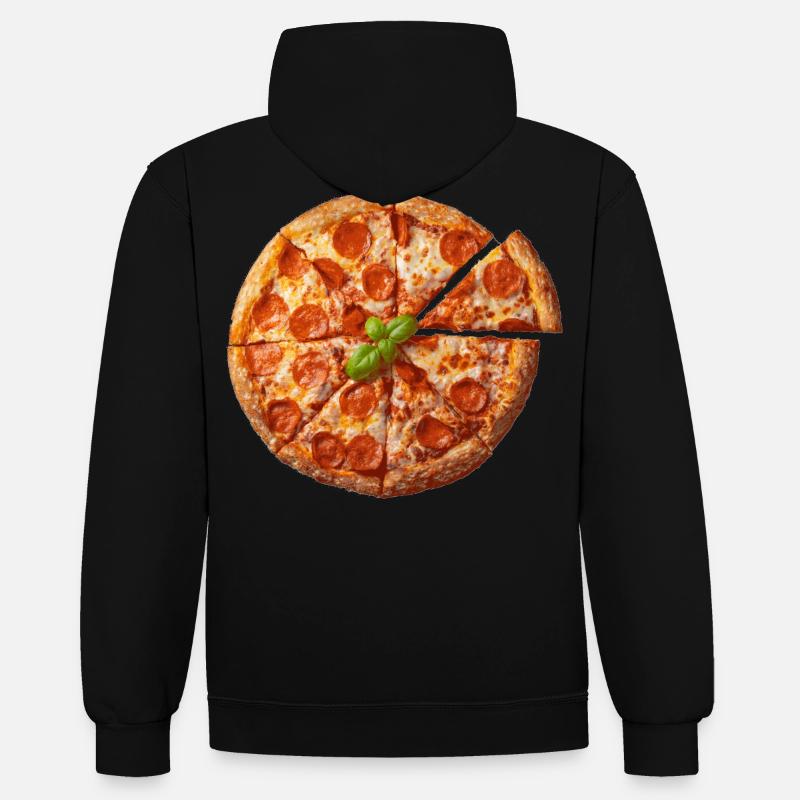 Simplement pizza - Sweat à capuche contrasté - noir/or